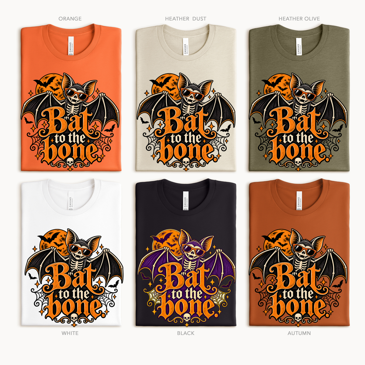 Halloween Bat to the Bone Vintage Adult/Youth Light Weight Shirt