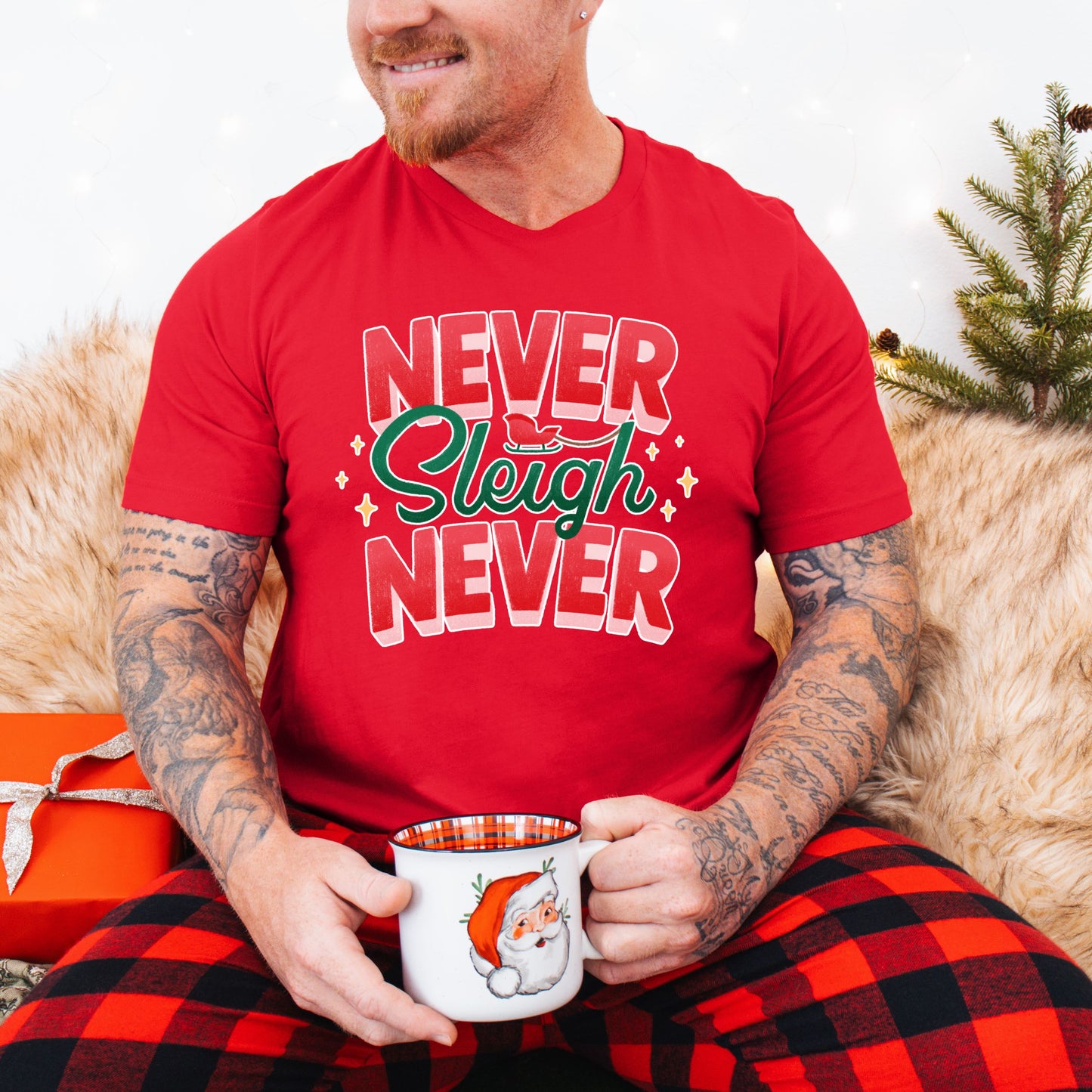 Christmas Unisex Never Sleigh Never Midweight  Tee