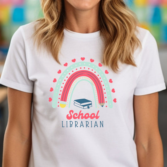 School Librarian Rainbow Tee