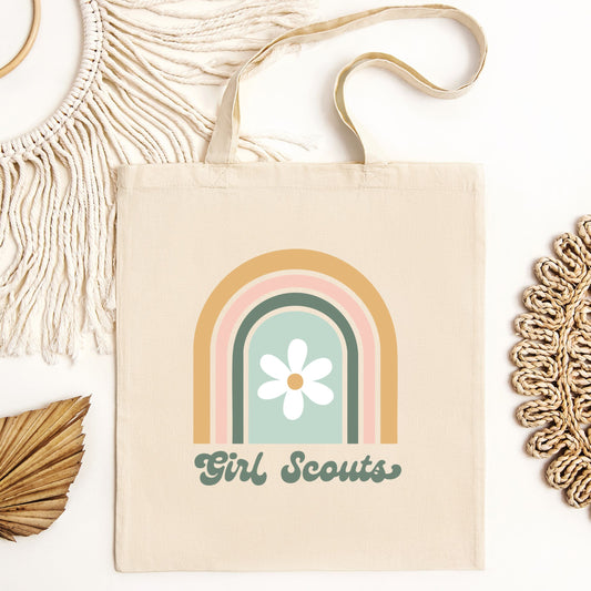 Retro Rainbow Girl Scout Eco Blend Canvas Tote Bag