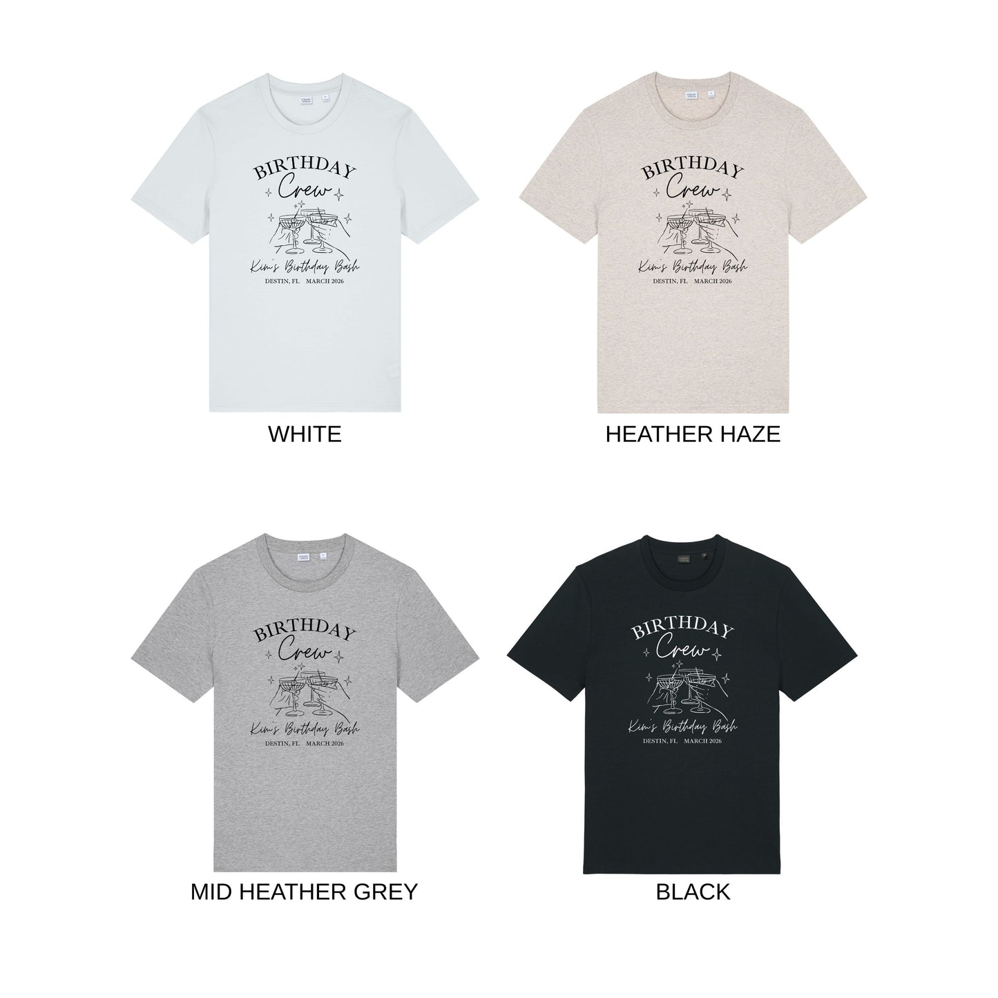 Women's Birthday Crew Cheers Customizable Midweight  Tee