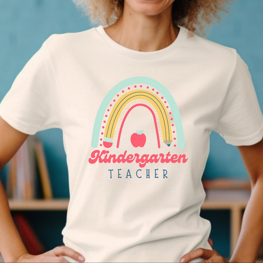 Kindergarten Teacher Rainbow Tee