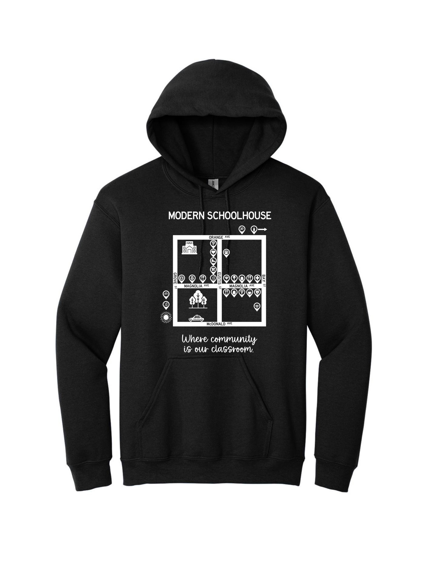 Modern Schoolhouse 2025 Community Support Adult Hoodie