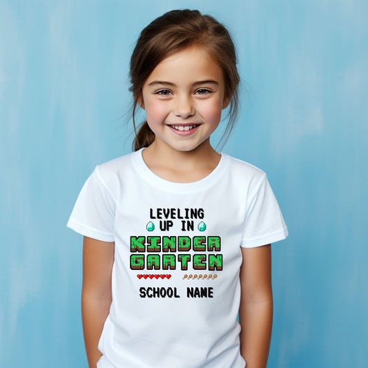 Pixelated Leveling up Customizable Grade Short Sleeve Youth and Adult Tee