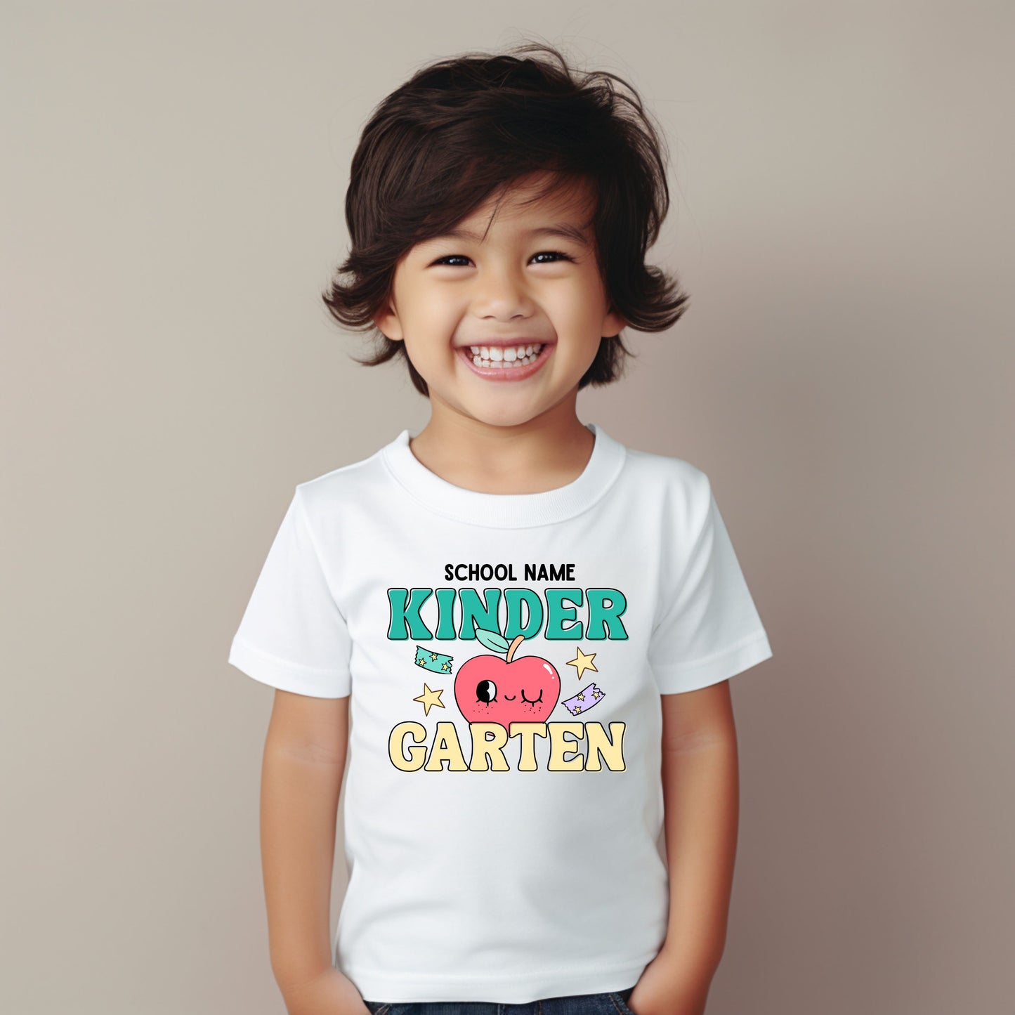 Cute Retro Apple Customizable Grade Short Sleeve Youth and Adult Tee