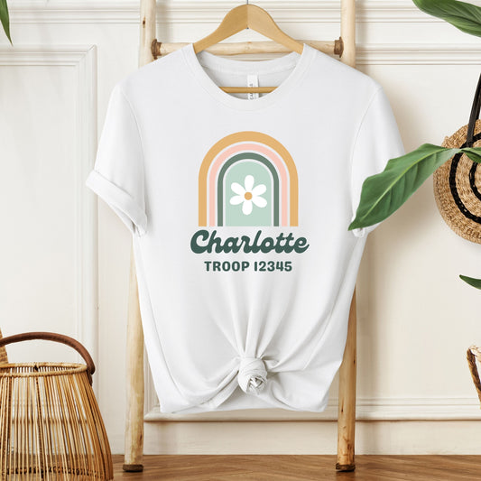 Retro Rainbow Custom Troop Girl Scout Adult/Youth Tee