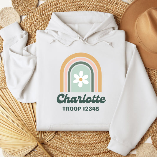 Retro Rainbow Custom Troop Girl Scout Youth/Adult Hoodie